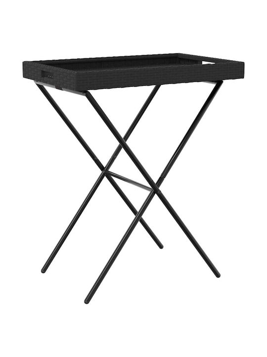Tisch für kleine Außenbereiche Zusammenklappbar Schwarz 65x40x75cm