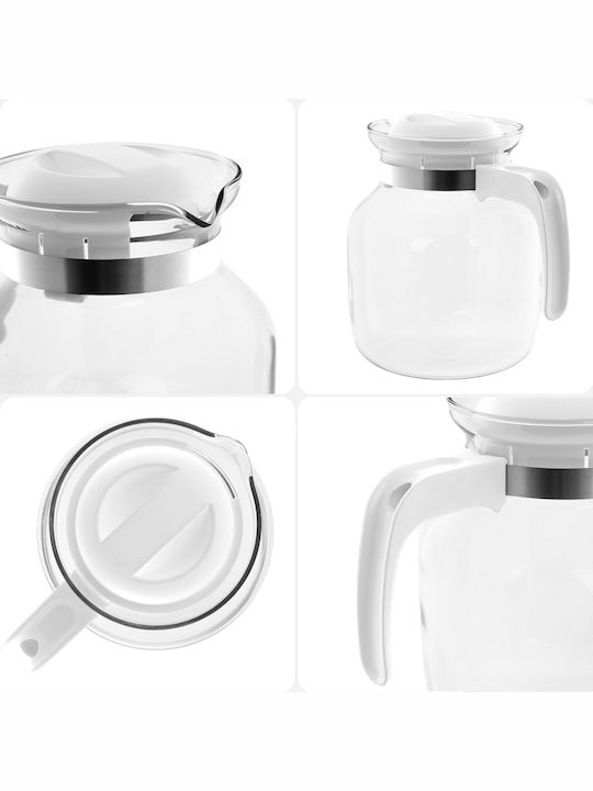 Kadax Τσαγιέρα Γυάλινη Λευκή 1500ml
