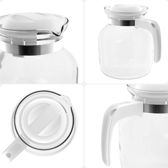 Kadax Τσαγιέρα Γυάλινη Λευκή 1500ml