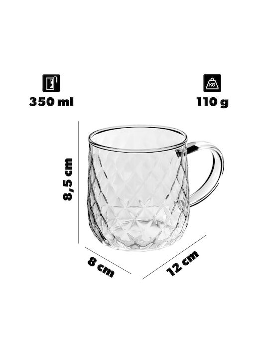 Kadax Glass Transparent Mug 350ml 6 Pieces