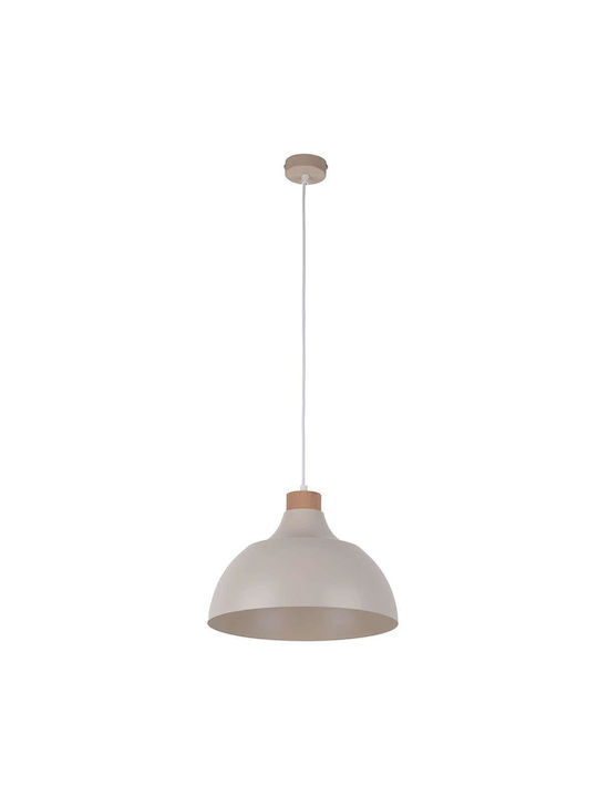 TK Lighting Cap Pendant Light Beige Bell with Socket E27 34cm