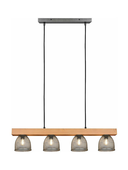 Trio Lighting Cestino Ρυθμιζόμενο Κρεμαστό Φωτιστικό Ασημί Ράγα για 4 Λαμπτήρες E14 75x150εκ.