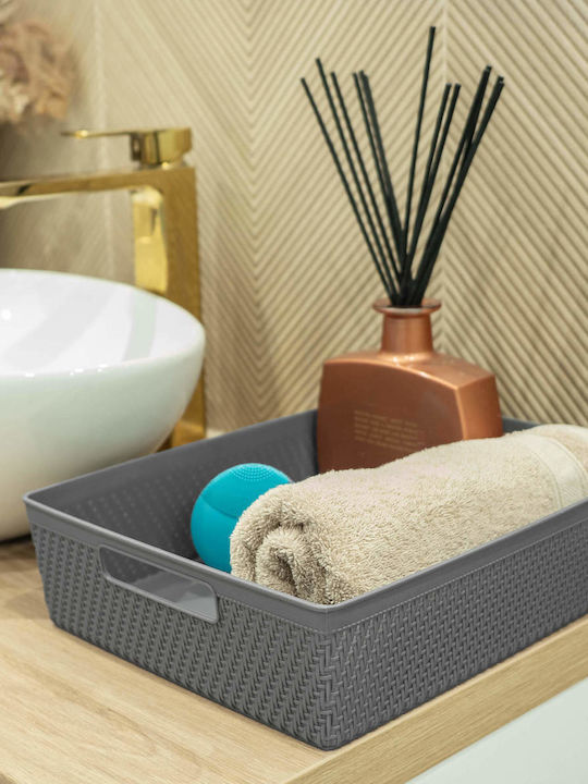 Kadax Καλάθι Αποθήκευσης Πλαστικό Γκρι 33x26cm