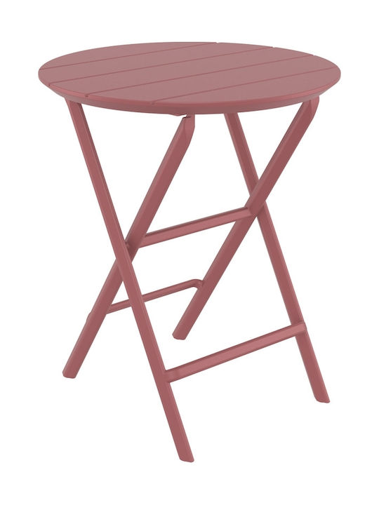 Helen Outdoor Dinner Free Standing Metal Table Marsala 60x60x74cm