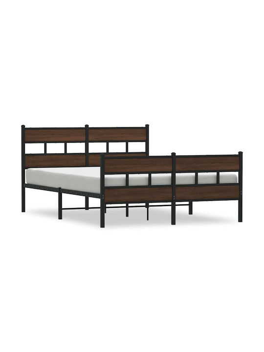 Doppeltes Metallbett Braun Mit Lattenrost Für Die Matratze 137x190cm