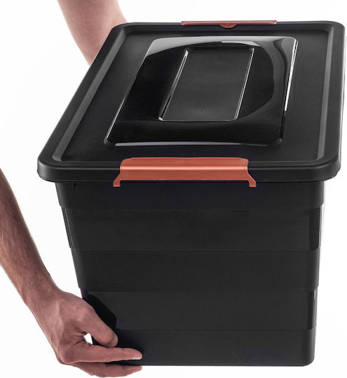 Kadax Cutie De Depozitare Din Plastic Cu Roți Și Capac Negru 40x39cm