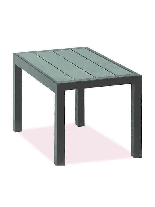Auxiliary Outdoor Free Standing Table with Polywood Surface and Aluminum Frame Gray 44x40x45cm