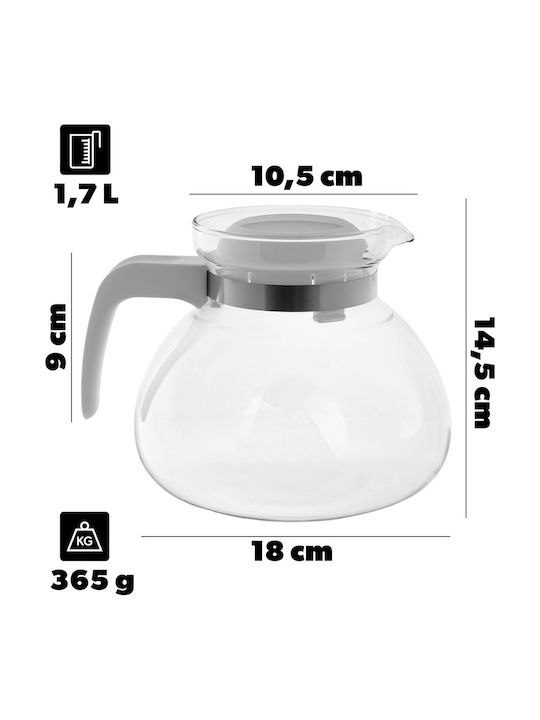 Kadax Ceainic Din Sticlă Alb 1700ml