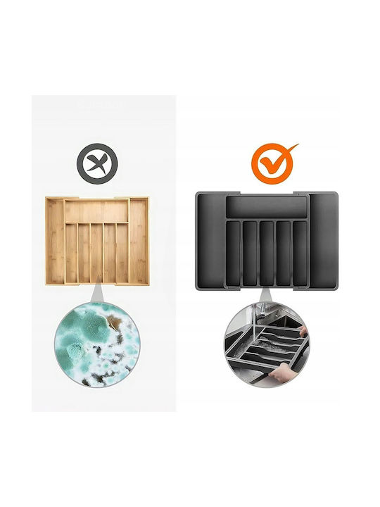 Opening Plastic Drawer Cutlery Tray 33x38x5cm Black