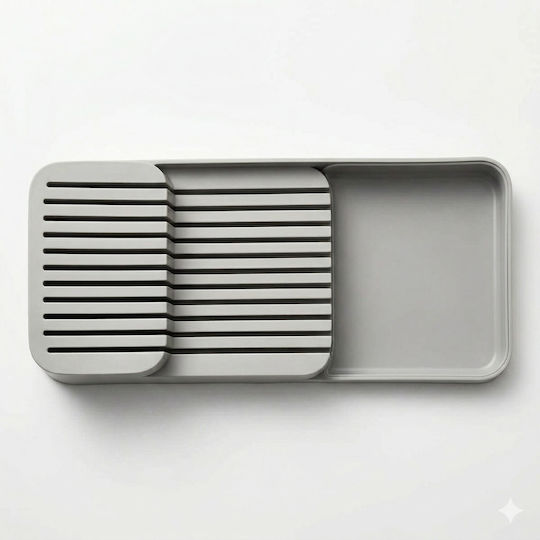 Organizator de tacâmuri pentru sertar, din plastic, gri Organizator de tacâmuri pentru sertar, din plastic, gri