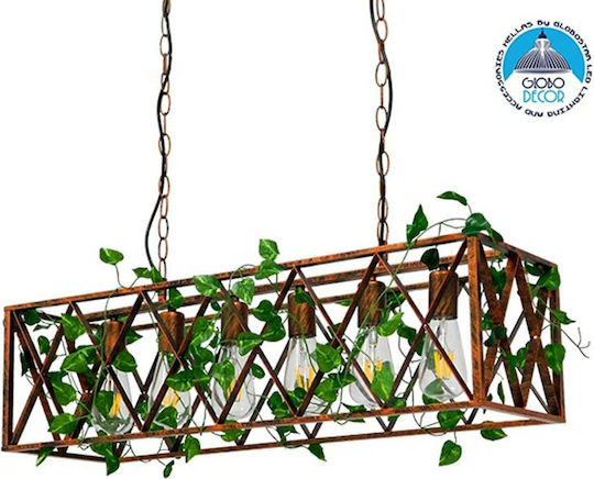 GloboStar Clarity Κρεμαστό Φωτιστικό Καφέ 78x25x22εκ.