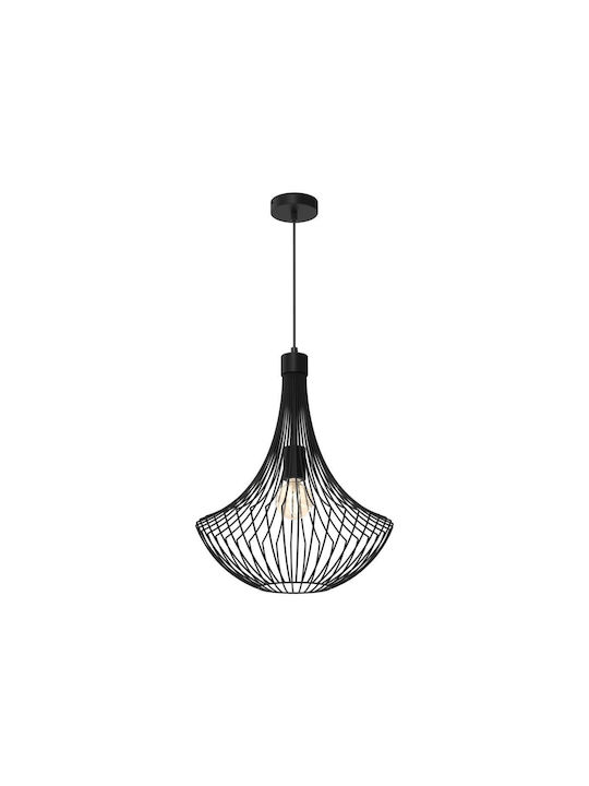 Eko Light Cesta Κρεμαστό Φωτιστικό Μαύρο Πλέγμα με Ντουί E27 40εκ.