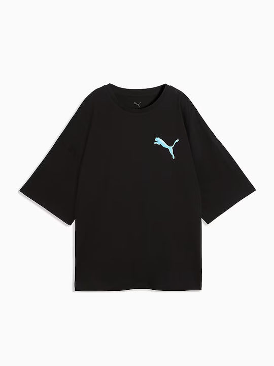 Graphic Damen Oversized T-Shirt Black