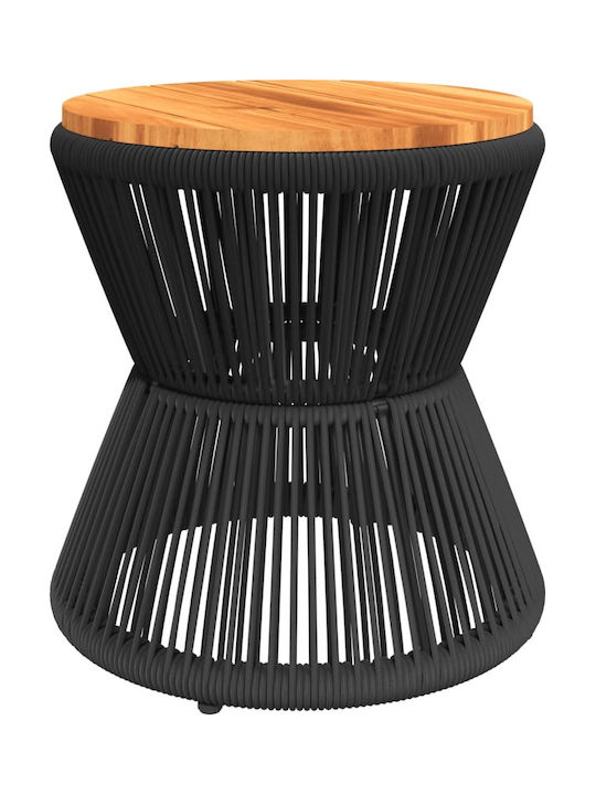 Auxiliary Table for Small Outdoor Spaces Made of Acacia with Metal Frame Solid Acacia 45x45x44cm