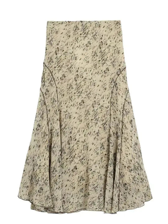 Leather Maxi Skirt Beige