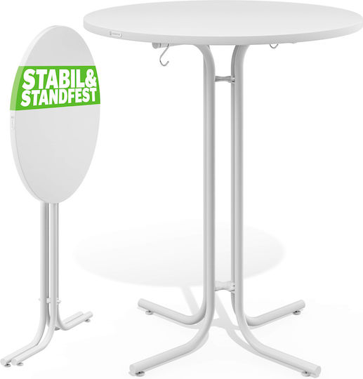 Τραπέζι Μπαρ Catering Πτυσσόμενο 80x80x110 White Τραπέζι Μπαρ Catering Πτυσσόμενο 80x80x110 White
