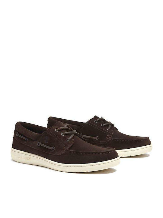 Leather Men's Boat Shoes in Brown Colour