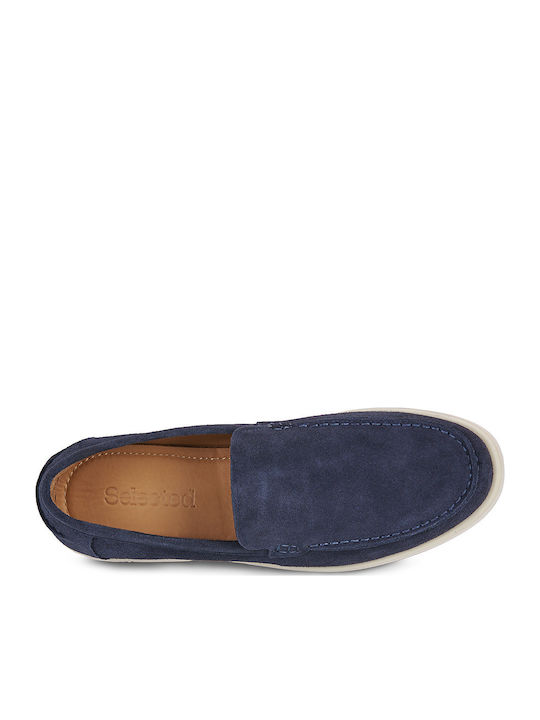Suede Men's Loafers in Blue Colour
