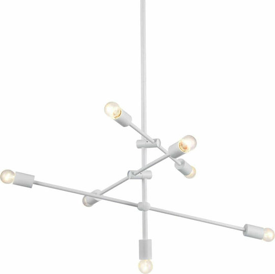 Aca Luther Hängelampe Weiß für 7 Lampen E27 84x110x130cm.