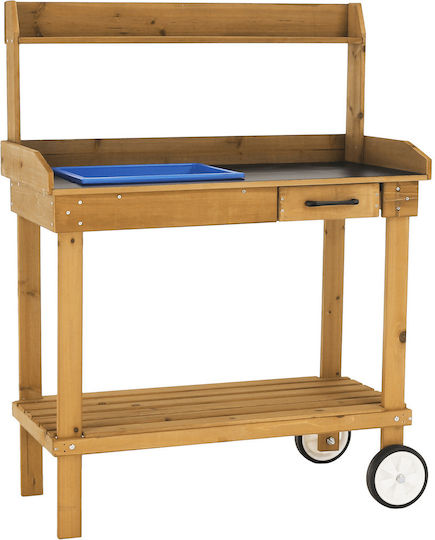 Bar Trolley Free Standing 94x49x120cm Βrown and βlack Bar Trolley Free Standing 94x49x120cm Βrown and βlack