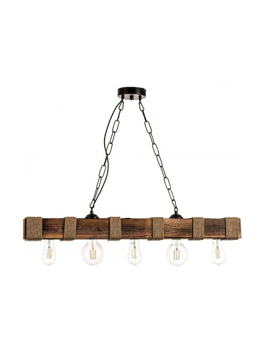 Inlight Pendant Light Brown Rail for 5 Bulbs E27 90x90cm