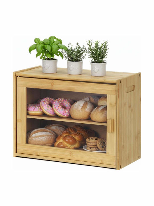 Cutie de Pâine cu Capac din Bambus Bej 39x20x31cm