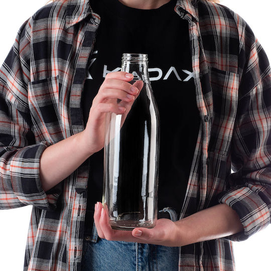 Kadax Glas Wasserflasche mit Schraubdeckel Transparent 1000ml 5 Stücke