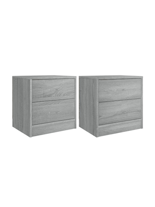 Wooden Grey Bedside Tables 2pcs 40x30x40cm
