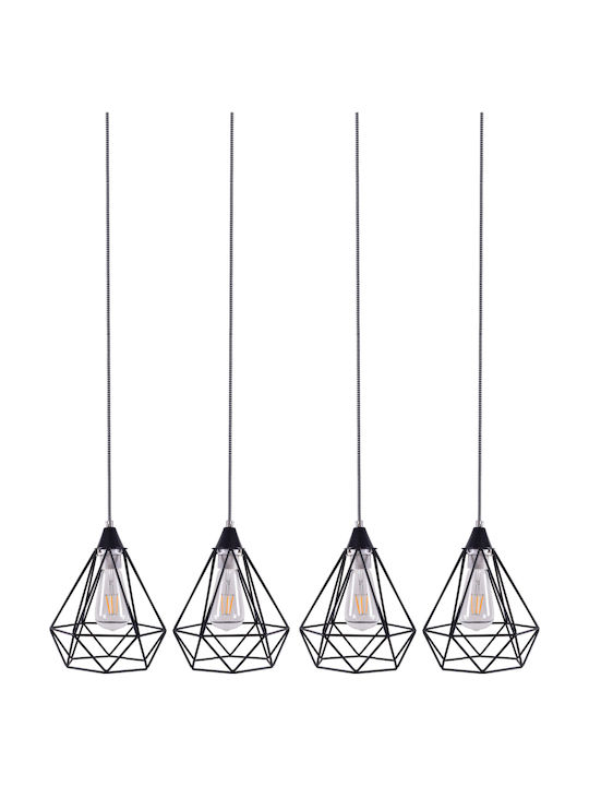 Home Lighting Mila Adjustable Ceiling Light Black Rail for 4 E27 Bulbs 85x17x150cm