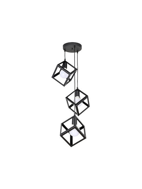 Megapap Thora Pendant Light Black Grid with Socket E27 22x22x70cm