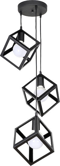 Megapap Thora Висящо Осветително Тяло Черен Мрежа с Цокъл E27 22x22x70см.