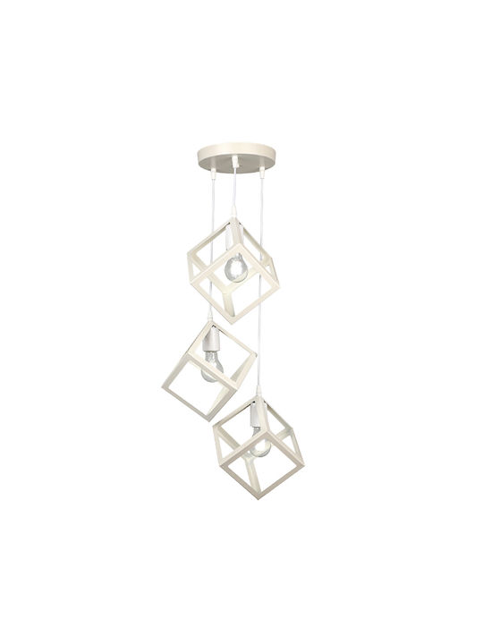 Megapap Thora Pendant Light White Grid with Socket E27 22x22x70cm