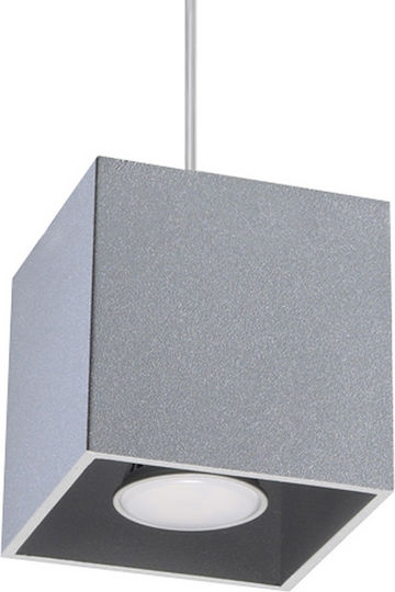 Sollux Quad 1 Κρεμαστό Φωτιστικό Γκρι 13x13εκ.