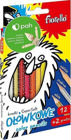 Fiorello Triangular Pencils Fiorello Super Soft 12 Colours + 2 Free Sharpeners Extra 170-2625