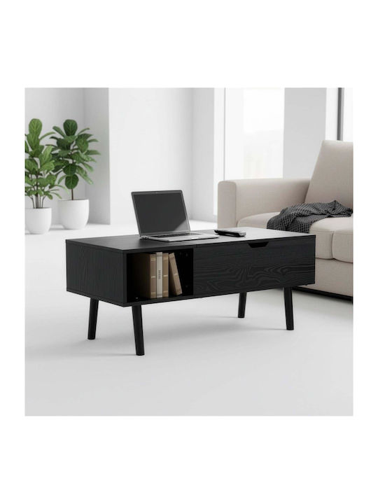 Masa Centrală Rectangulară Din Lemn Cu Mecanism De Ridicare Neagră L100xL50xÎ43cm