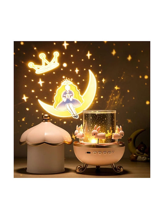 Rotating Kids Lamp Projector with Design Projection Pink 19.1x11.8x11.8cm