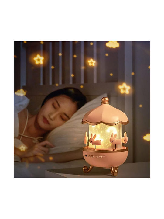 Led Rotating Kids Table Lamp Projector with Projection Designs Pink 19.1x11.8x11.8cm
