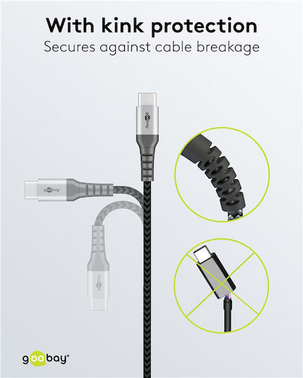 Goobay Braided USB 2.0 Cable USB-C Male - USB-C 60W Black 0.15m 79559
