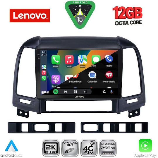 Lenovo Car Audio System for BMW X1 / X3 / X4 Hyundai Santa Fe 2005-2013 (Bluetooth/USB/WiFi/GPS/Apple CarPlay/Android Auto) with 9" Touch Screen