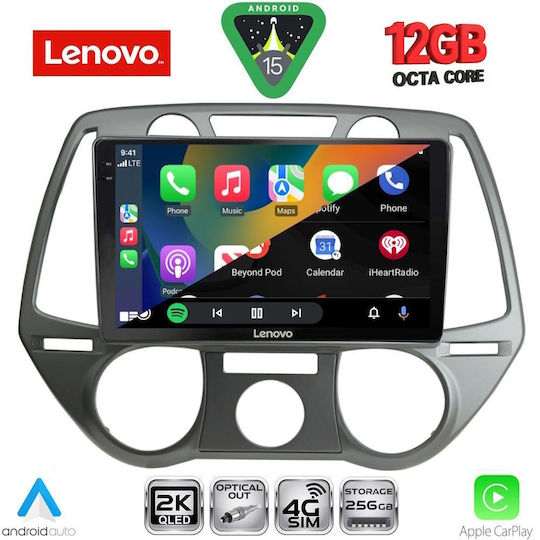 Lenovo Ηχοσύστημα Αυτοκινήτου για BMW X1 / X3 / X4 Hyundai i20 2008-2012 με A/C (Bluetooth/USB/WiFi/GPS/Apple-Carplay/Android-Auto) με Οθόνη Αφής 9"