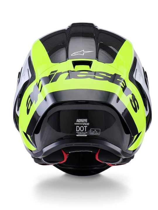 Alpinestars Supertech R10 Arius Black/Silver/Yellow Glossy Motorcycle Helmet Full Face DOT / ECE 22.06 1540gr with Pinlock