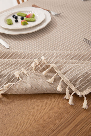 FRIPIA Baumwoll-Tischtuch Beige 140x200cm