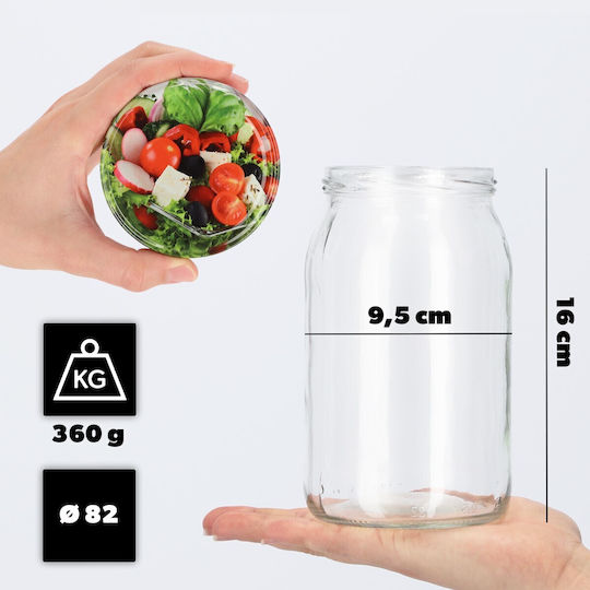 Kadax Βαζάκι Γυάλινο με Καπάκι 900ml (8τμχ)