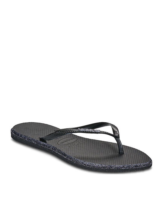 Havaianas Slim Point Glitter Flip Flops Μαύρα
