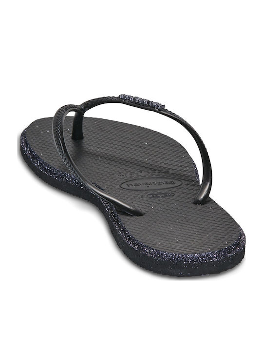 Slim Point Glitter Σαγιονάρες σε Μαύρο Χρώμα