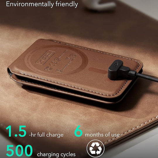ESR MagSafe Kartenhülle Geo Halolock Wallet Stand in Braun Farbe