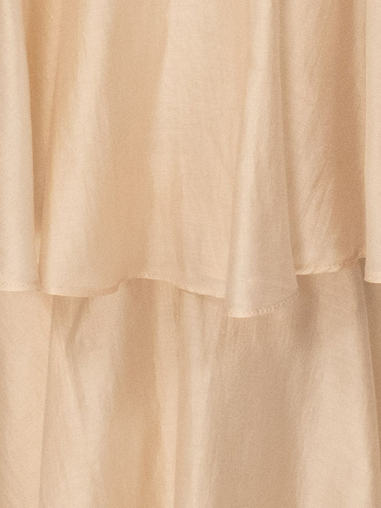 Sommer Maxi Damenkleid für Hochzeit - Taufe Beige
