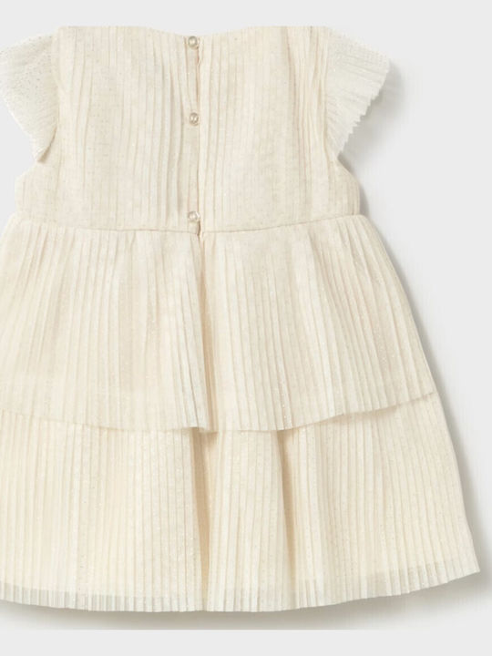 Girls Sleeveless Tulle Beige Dress