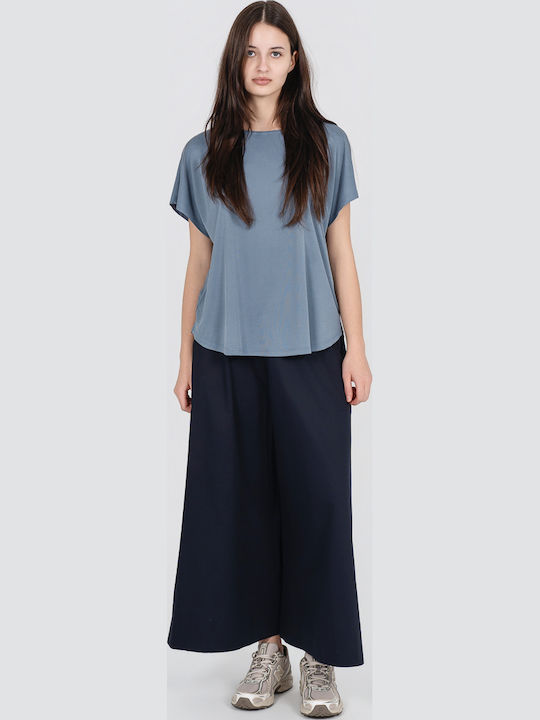 Women's Short Sleeve Blue Blouse