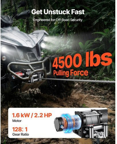 Vevor Ηλεκτρικός Εργάτης Αυτοκινήτου 4x4 12V με Δυνατότητα Έλξης 2041kg